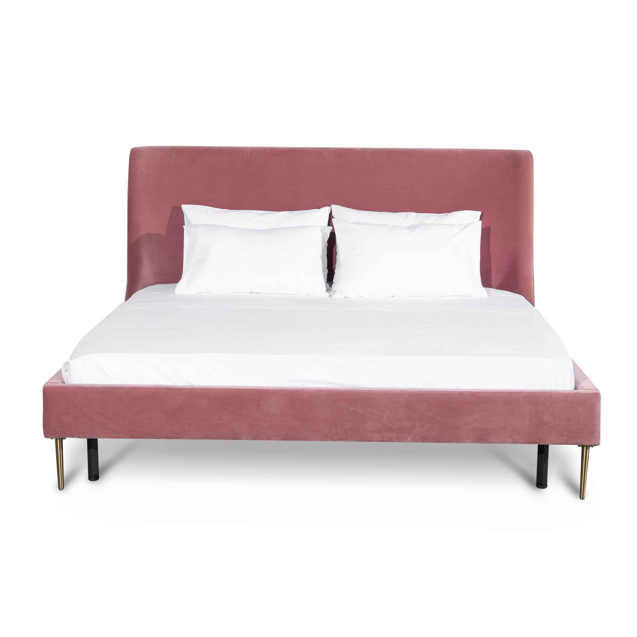 Queen Lazio Bed Frame - Blush Peach Velvet