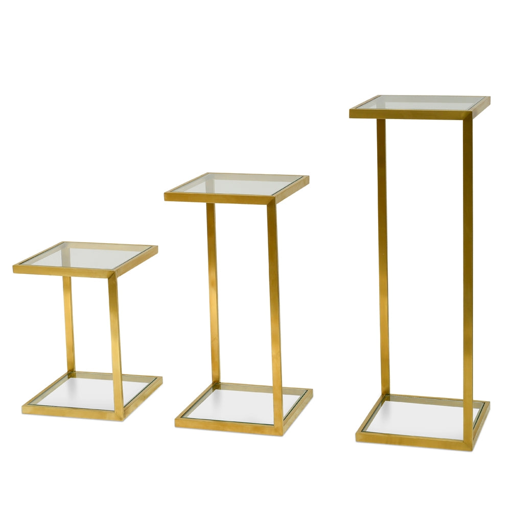 Glass Capri Side Table - Gold Base (Set of 3) - Last one