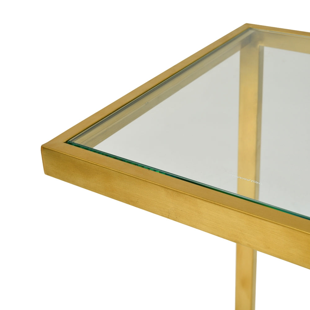 Glass Capri Side Table - Gold Base (Set of 3) - Last one