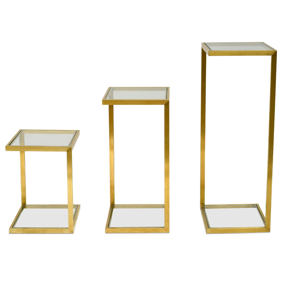 Glass Capri Side Table - Gold Base (Set of 3) - Last one