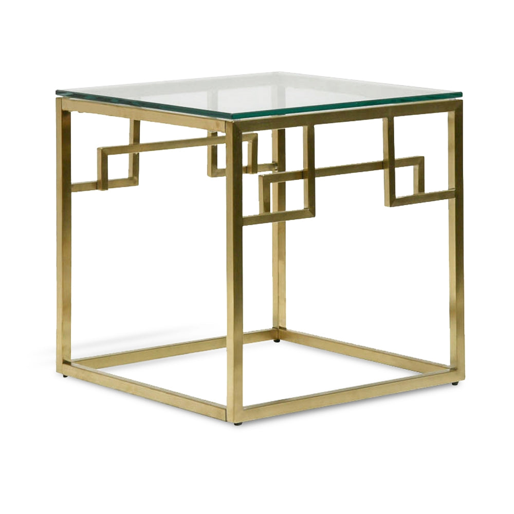 Capri Side Table - Glass Top - Brushed Gold Base