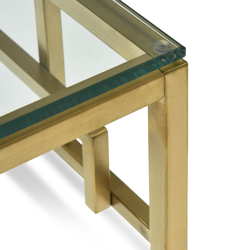 Capri Side Table - Glass Top - Brushed Gold Base