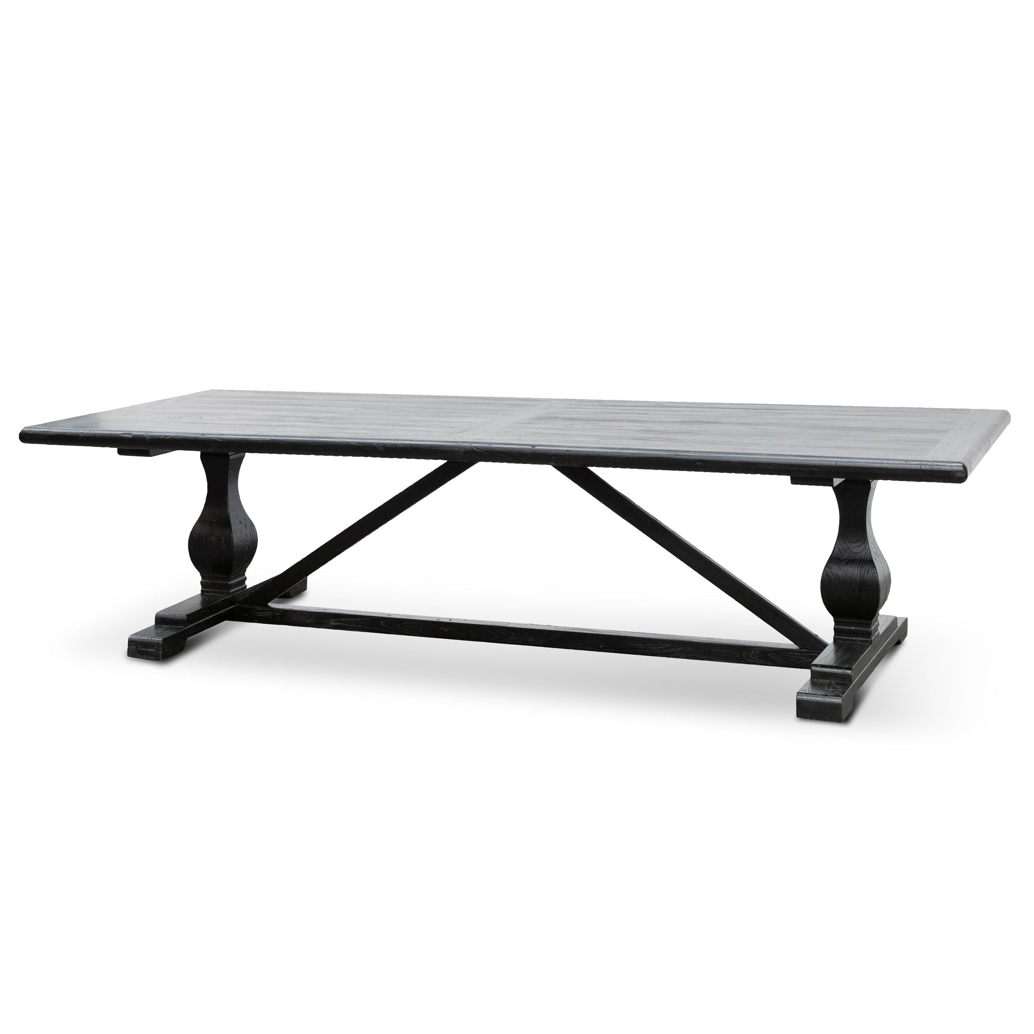 3m Reclaimed Siena Dining Table - Black- 120cm (W) - Thick Top