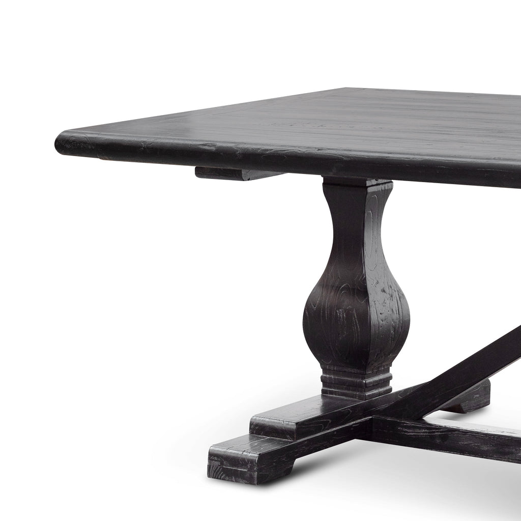 3m Reclaimed Siena Dining Table - Black- 120cm (W) - Thick Top
