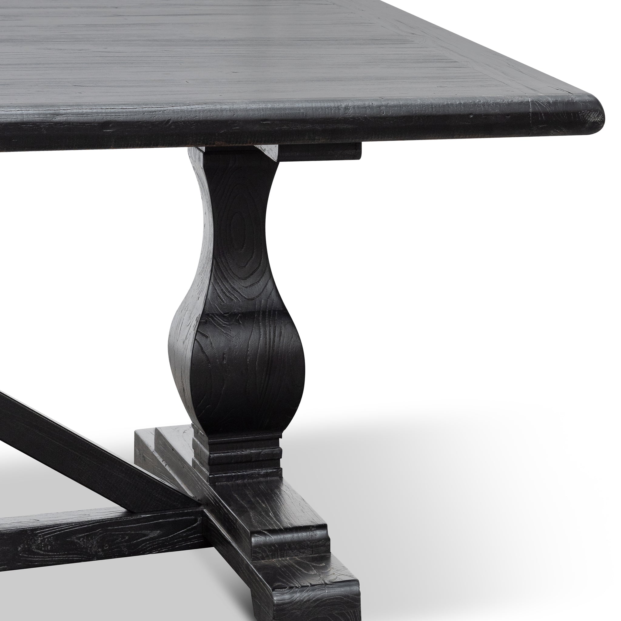3m Reclaimed Siena Dining Table - Black- 120cm (W) - Thick Top