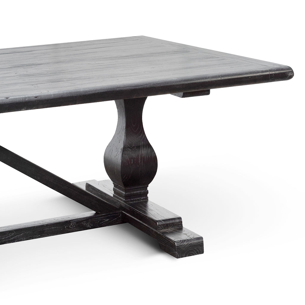 3m Reclaimed Siena Dining Table - Black- 120cm (W) - Thick Top