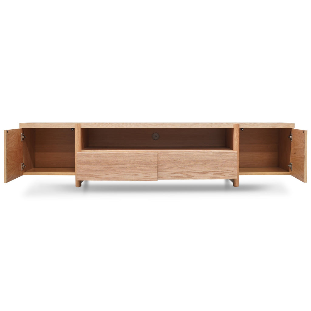2.1m Entertainment TV Unit - Lowline - Full Natural - Timber Legs