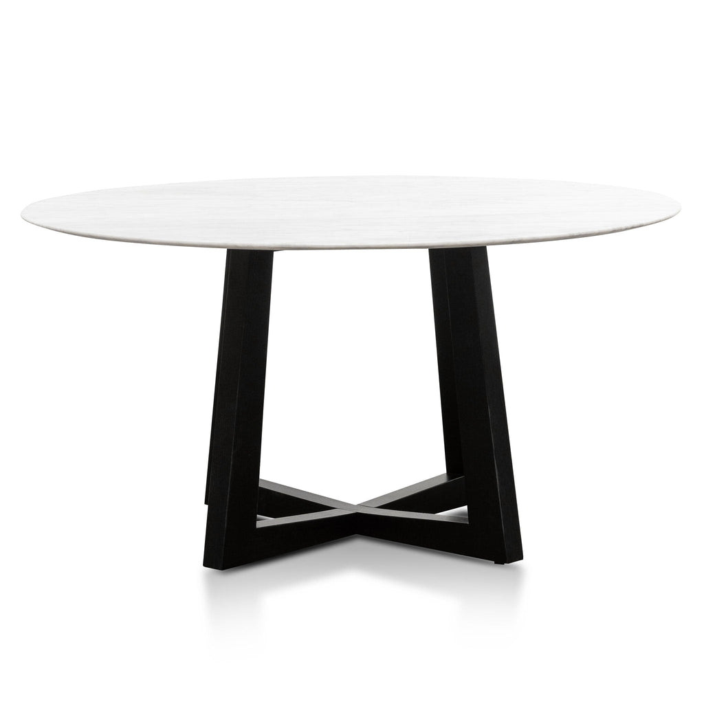 1.5m Round Marble Siena Dining Table - Black