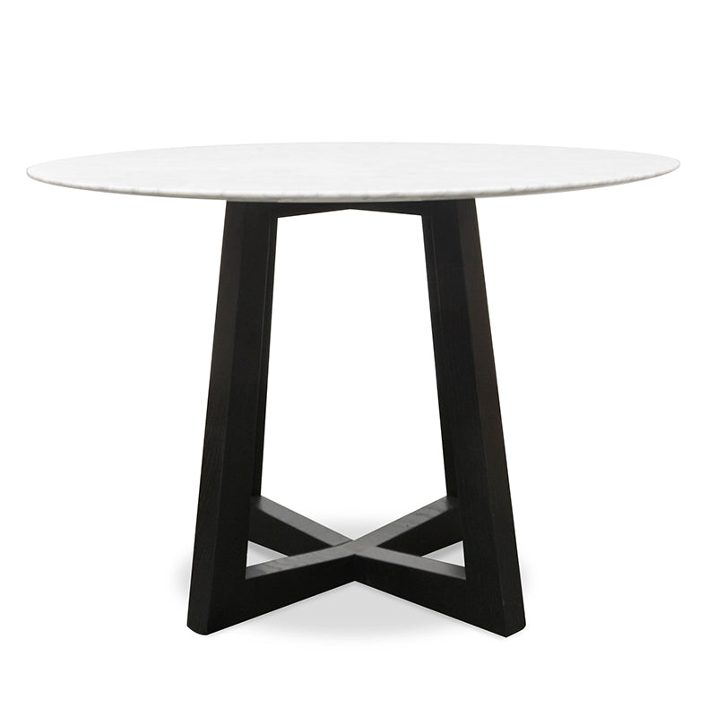 1.15m Round Marble Siena Dining Table - Black Base