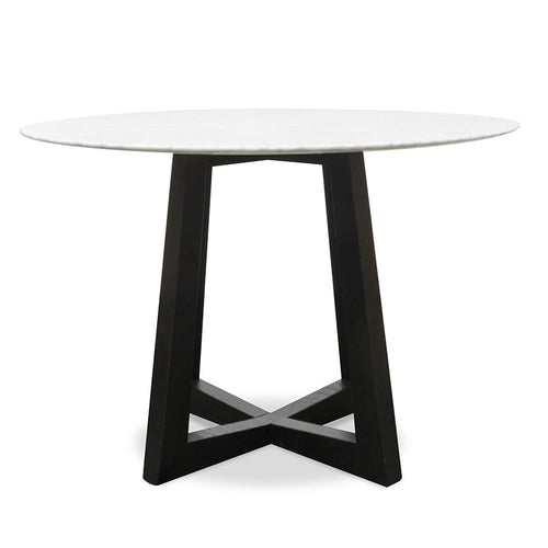 1.15m Round Marble Siena Dining Table - Black Base