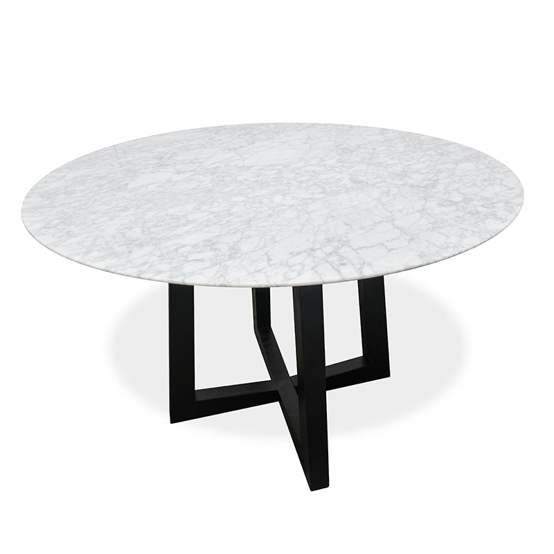 1.15m Round Marble Siena Dining Table - Black Base