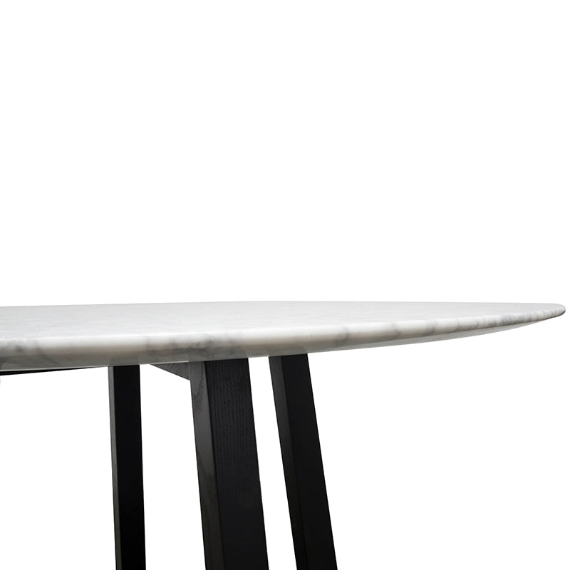 1.15m Round Marble Siena Dining Table - Black Base