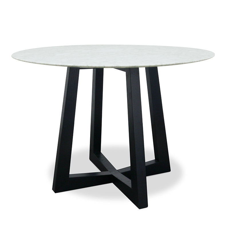 1.15m Round Marble Siena Dining Table - Black Base